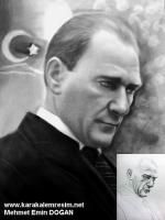 Mustafa Kemal Atatürk'e Ait Yöresel Kıyafetli,Şanlıurfa kültürüne yakın bir kıyafetle çekilmiş fotoğrafının karakalem olarak çalışması,çizimi,Atatürk'ün bilinmeyen fotoğraflarından alınmış ve resmedilmiştir.