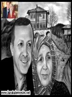 başbakan recep tayyip erdoğag'ın ve annesi tenzile erdoğanın aile fotoğrafndan karakalem portre resmi çizimi,arka fon rizedeki güneysudaki evi doğal ortamı eklendi,anneler günü hediyesi olarak başbakana verildi,özellikle gülerken ki fotoğraflarından seçil